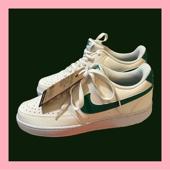 NWTIB! WOMEN’S NIKE COURT VISION LOW NEXT NATURE.  WHITE/SAIL/MALACHITE. SZ 10.5 - Picture 4 of 16